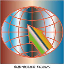 New colorful gradient WWW globe with arrow.