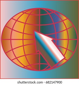 New colorful gradient WWW globe with arrow.