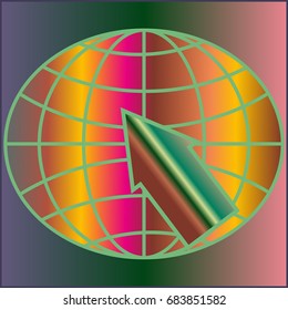 New colorful gradient WWW globe with arrow.
