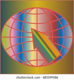 New colorful gradient WWW globe with arrow.