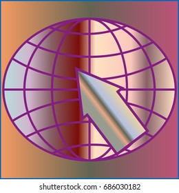 New colorful gradient WWW globe with arrow.