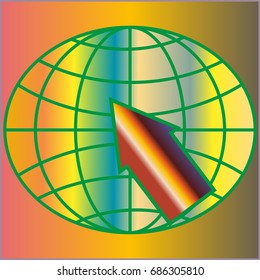 New colorful gradient WWW globe with arrow.