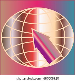 New colorful gradient WWW globe with arrow.