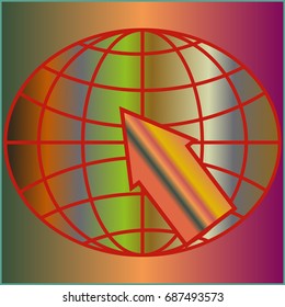 New colorful gradient WWW globe with arrow.