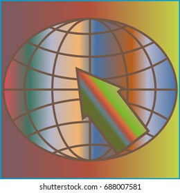 New colorful gradient WWW globe with arrow.