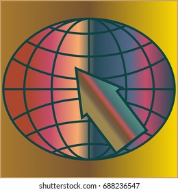 New colorful gradient WWW globe with arrow.