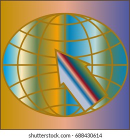 New colorful gradient WWW globe with arrow.