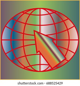 New colorful gradient WWW globe with arrow.