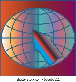 New colorful gradient WWW globe with arrow.