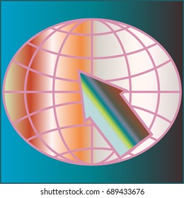 New colorful gradient WWW globe with arrow.