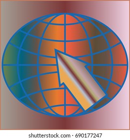New colorful gradient WWW globe with arrow.