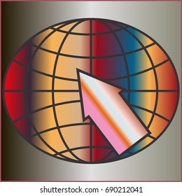New colorful gradient WWW globe with arrow.