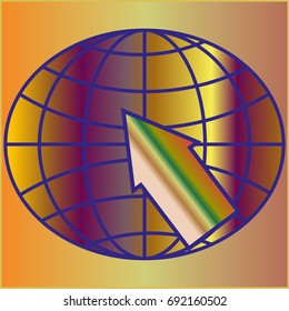 New colorful gradient WWW globe with arrow.