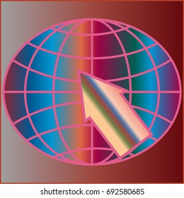 New colorful gradient WWW globe with arrow.