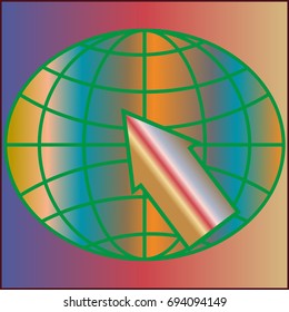 New colorful gradient WWW globe with arrow.