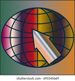 New colorful gradient WWW globe with arrow.