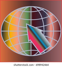 New colorful gradient WWW globe with arrow.