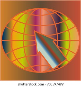 New colorful gradient WWW globe with arrow.