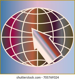 New colorful gradient WWW globe with arrow.