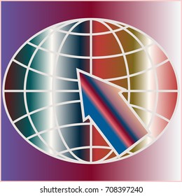 New colorful gradient WWW globe with arrow.