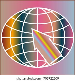 New colorful gradient WWW globe with arrow.