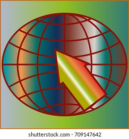 New colorful gradient WWW globe with arrow.