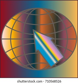 New colorful gradient WWW globe with arrow.