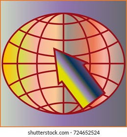 New colorful gradient WWW globe with arrow.