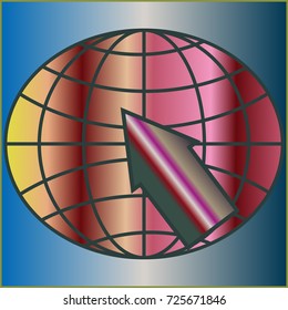 New colorful gradient WWW globe with arrow.