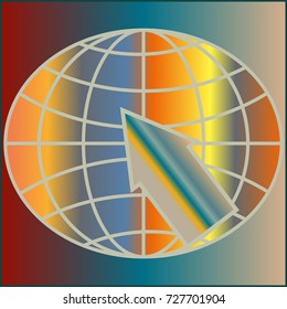New colorful gradient WWW globe with arrow.