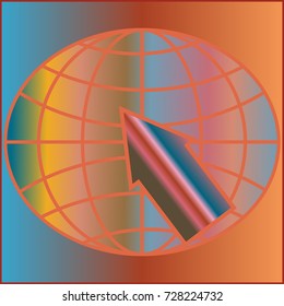 New colorful gradient WWW globe with arrow.