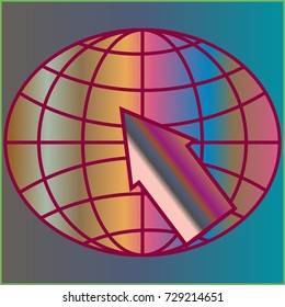New colorful gradient WWW globe with arrow.