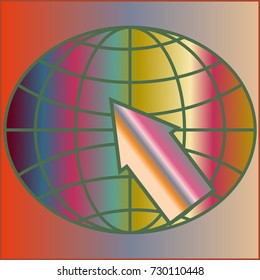 New colorful gradient WWW globe with arrow.