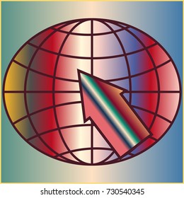 New colorful gradient WWW globe with arrow.