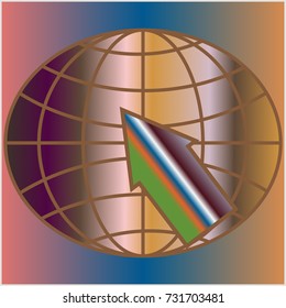 New colorful gradient WWW globe with arrow.
