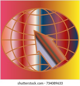 New colorful gradient WWW globe with arrow.