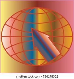 New colorful gradient WWW globe with arrow.