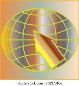New colorful gradient WWW globe with arrow.