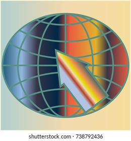 New colorful gradient WWW globe with arrow.