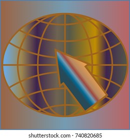 New colorful gradient WWW globe with arrow.