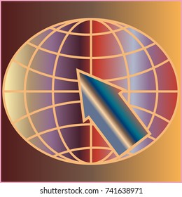 New colorful gradient WWW globe with arrow.