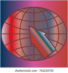 New colorful gradient WWW globe with arrow.