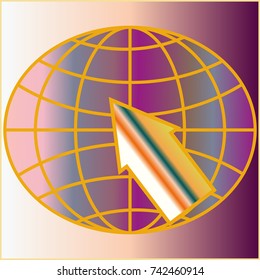 New colorful gradient WWW globe with arrow.