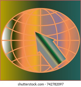 New colorful gradient WWW globe with arrow.