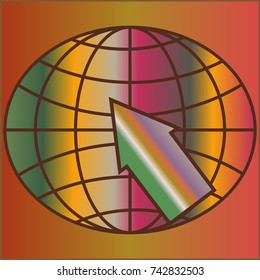 New colorful gradient WWW globe with arrow.