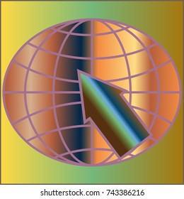 New colorful gradient WWW globe with arrow.