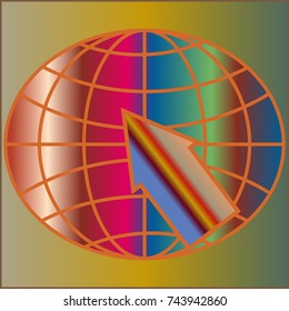 New colorful gradient WWW globe with arrow.