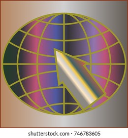 New colorful gradient WWW globe with arrow.