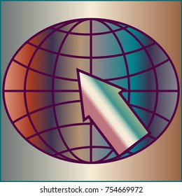 New colorful gradient WWW globe with arrow.