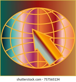 New colorful gradient WWW globe with arrow.